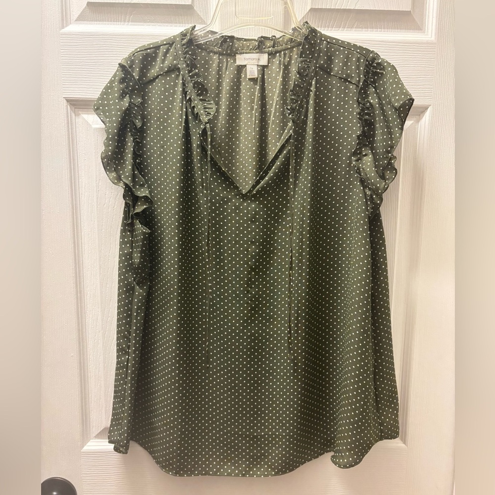 Feminine Polka Dot Ruffle Blouse